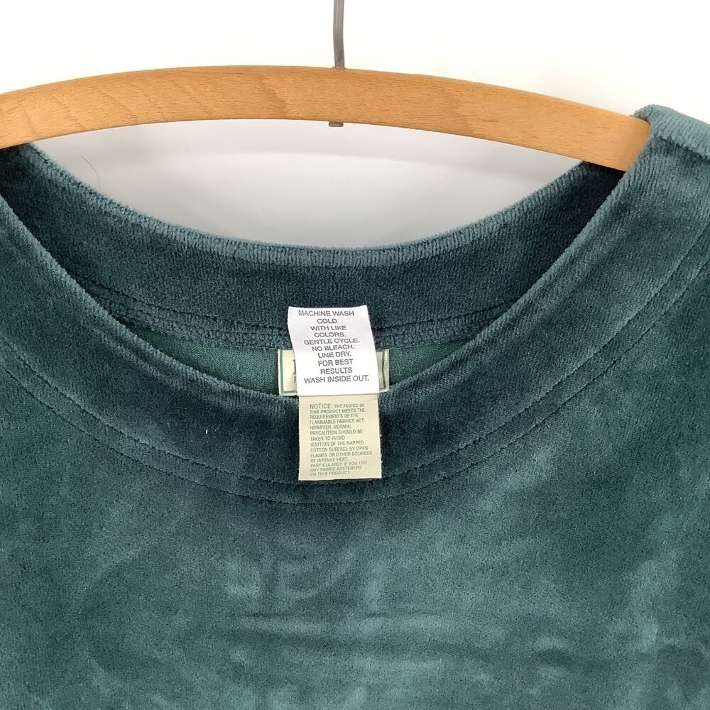 L.L.Bean Women's Petite 16 Forest Green Velour Cotton Blend Midi Dress Vintage - Picture 3 of 4